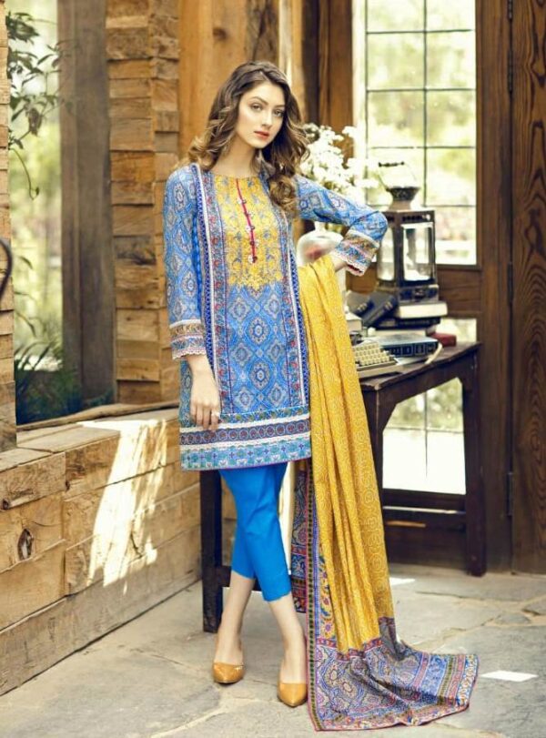 3 Piece Linen Unstitched Suit With Wool Shawl Ladies Winter Suit Latest Collection