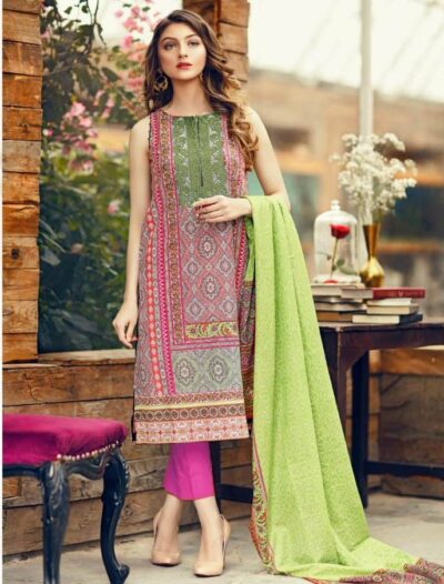 3 Piece Linen Unstitched Suit With Wool Shawl Ladies Winter Suit Latest Collection