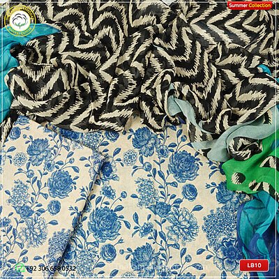 3PC Kamalia Khaddar Ladies Unstitched Printed Lawn Suit LB10 fabric