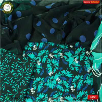 3PC Kamalia Khaddar Ladies Unstitched Printed Lawn Suit | LB12