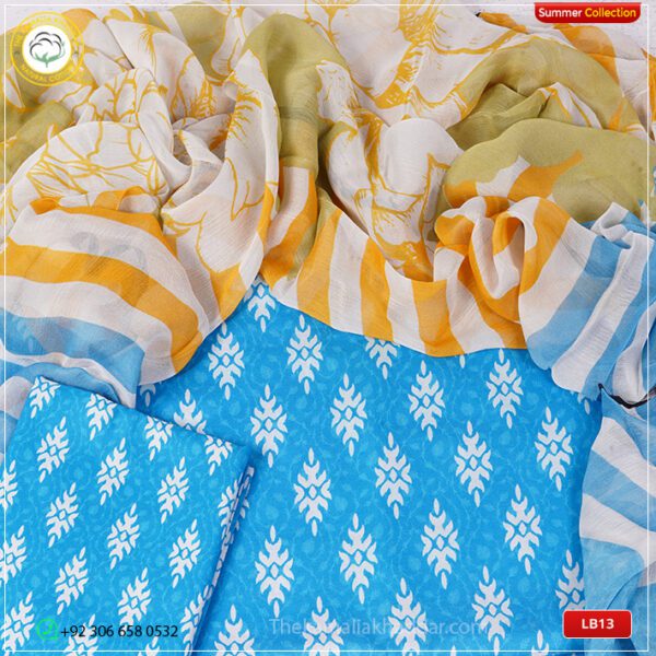 3PC Kamalia Khaddar Ladies Unstitched Printed Lawn Suit | LB13