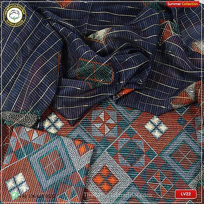 3PC Kamalia Khaddar Ladies Unstitched Printed Lawn Suit LV22 fabric