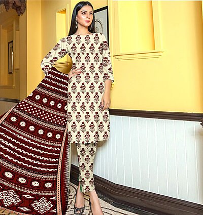 Bana Dora Kamalia Khaddar Ladies Unstitched Printed Lawn DL-603 fabric