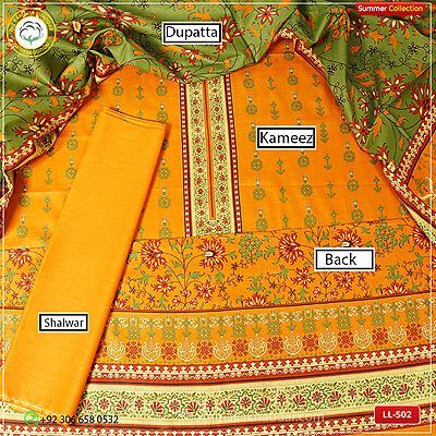 3PC Kamalia Khaddar Ladies Unstitched Printed Lawn Suit LL-502 - product tag