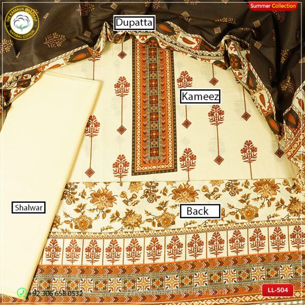 3PC Kamalia Khaddar Ladies Unstitched Printed Lawn Suit | LL-504