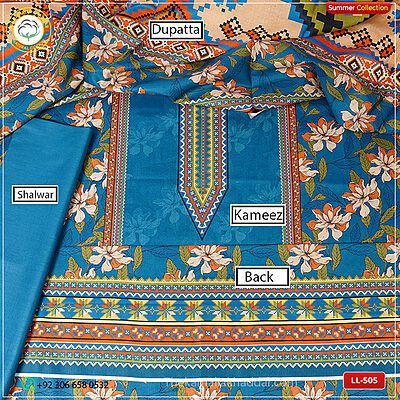 3PC Kamalia Khaddar Ladies Unstitched Printed Lawn Suit | LL-505