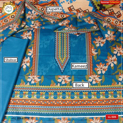 3PC Kamalia Khaddar Ladies Unstitched Printed Lawn Suit | LL-505
