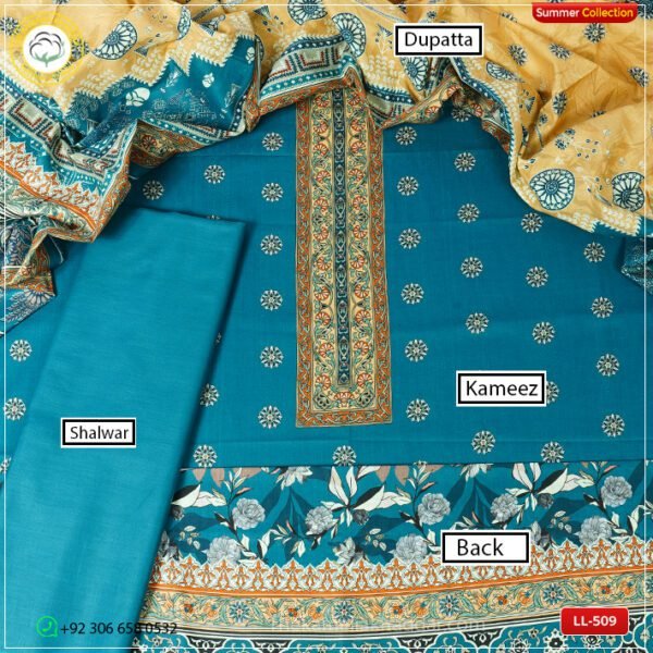 3PC Kamalia Khaddar Ladies Unstitched Printed Lawn Suit | LL-509