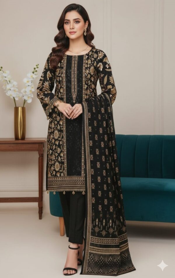 3PC Kamalia Khaddar Ladies Unstitched Printed Lawn Suit | LL-506