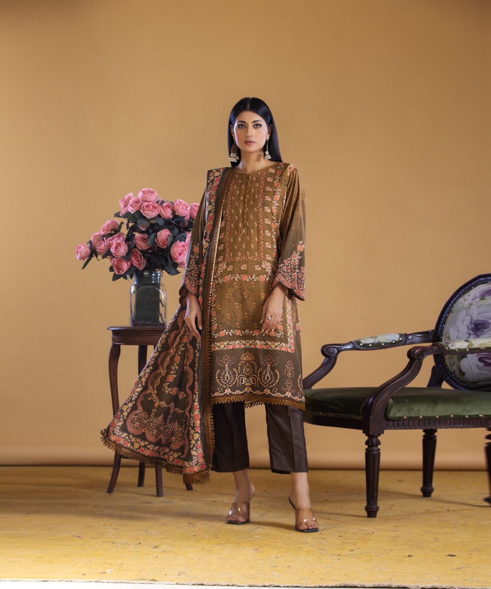 41_3_1 Unstitched Digital Printed Dhanak 3PC Suit | Kamalia Khaddar | 41 - Image 1