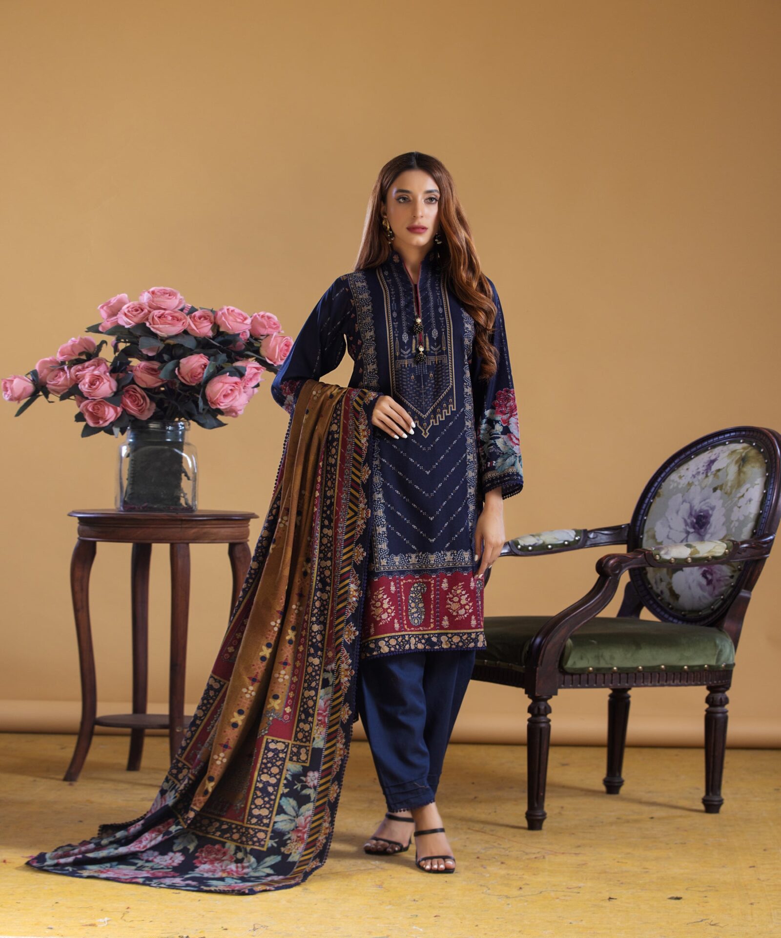 421 Unstitched Digital Printed Dhanak 3PC Suit | Kamalia Khaddar | 42 - Image 1