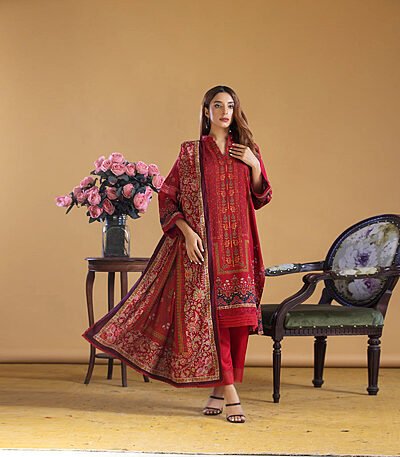 3PC Unstitched Digital Printed Linen Suit | Kamalia Khaddar Winter Collection