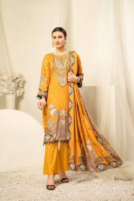 3PC Unstitched Digital Printed Linen Suit | Kamalia Khaddar | 61