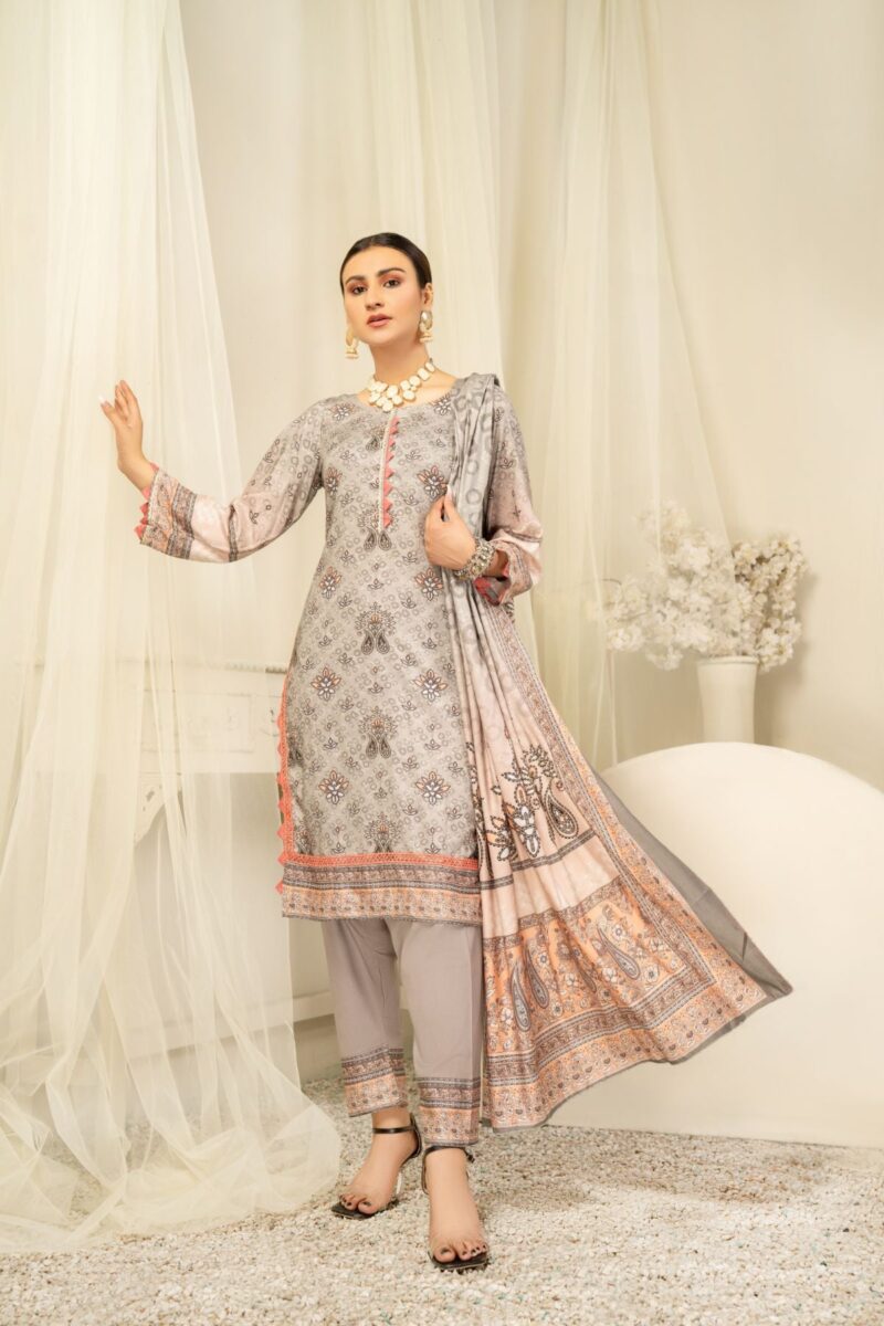 3PC Unstitched Digital Printed Linen Suit | Kamalia Khaddar | 66