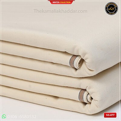 SG-477 Premium Plus Kamalia Khaddar Winter Double Goli in White – Original Kamalia Khaddar winter fabric