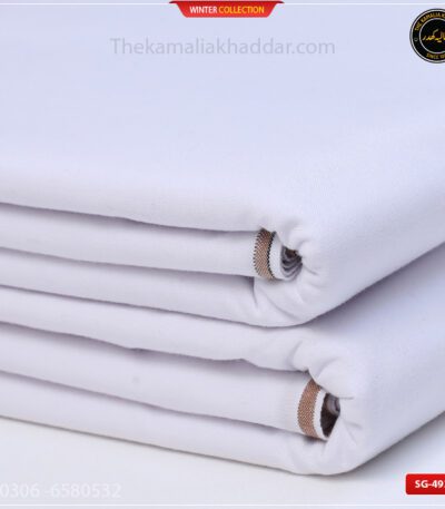 SG-492 Premium Plus Kamalia Khaddar Winter Double Goli in White – Original Kamalia Khaddar winter fabric