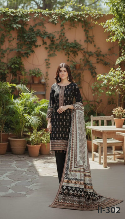 3PC Printed Lawn Suit for Ladies - Unstitched Summer Collection II-302 by Kamalia Khaddar