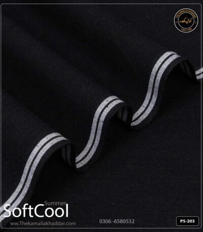 Premium Jet Black Kamalia Khaddar Summer Collection PS-203 - Original Handloom Fabric