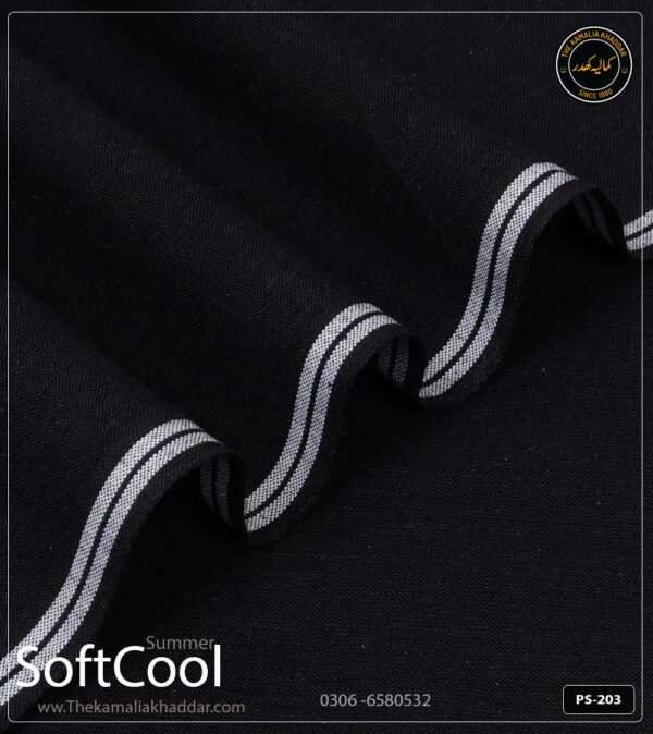 Premium Jet Black Kamalia Khaddar Summer Collection PS-203 - Original Handloom Fabric