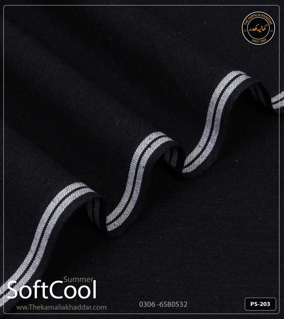 Premium Jet Black Kamalia Khaddar Summer Collection PS-203 - Original Handloom Fabric