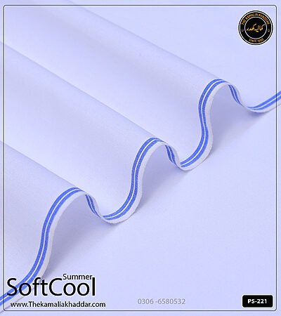 Premium White Kamalia Khaddar Summer Collection PS-221 - Pure Handloom Breathable Fabric