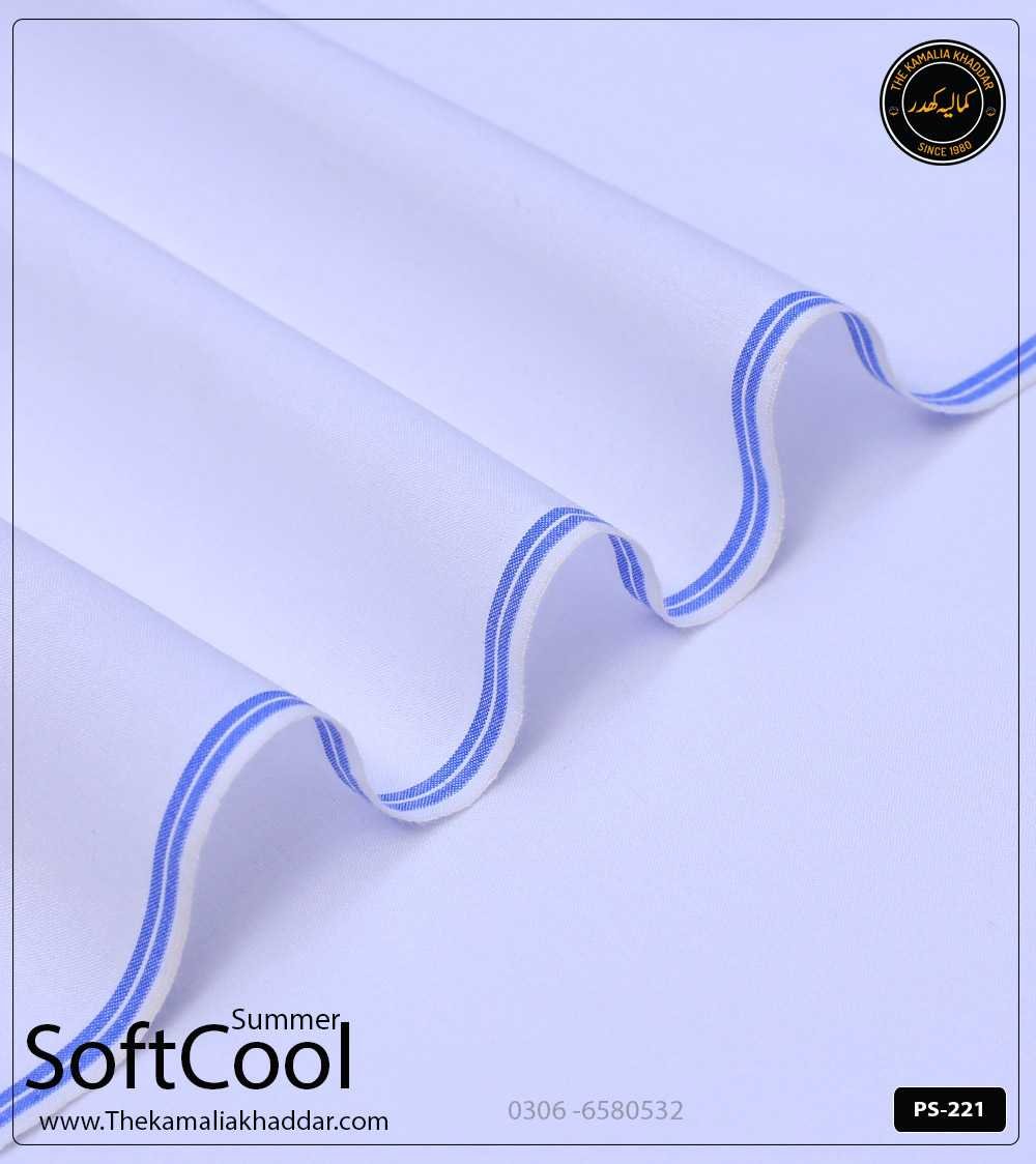 Pure White Kamalia Khaddar - Summer Special Edition PS-221-softcool Premium White Kamalia Khaddar Summer Collection PS-221 - Pure Handloom Breathable Fabric