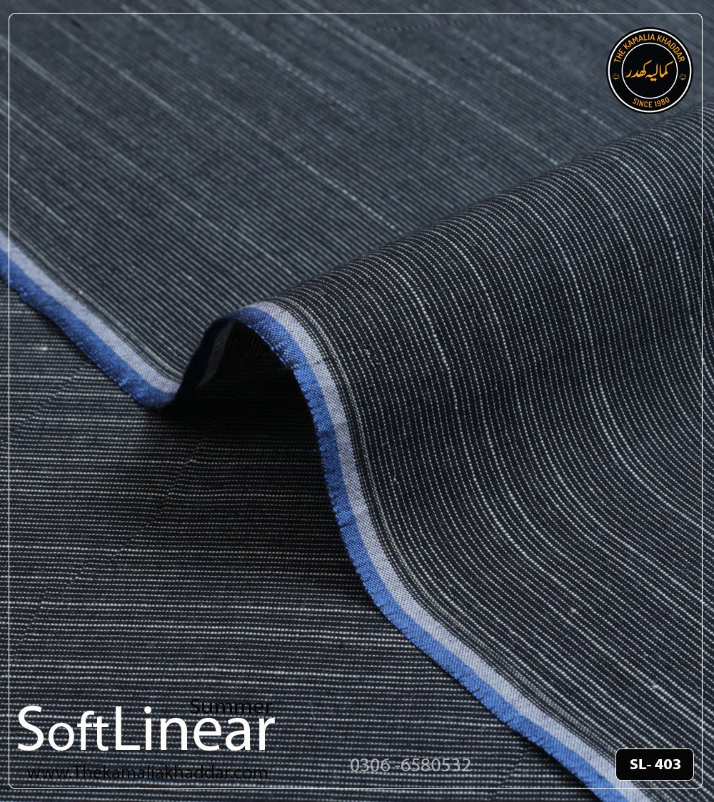 SL-403 Graphite Soft Linear Kamalia Khaddar Summer Collection | SL-403 - Image 1