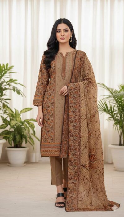 3PC Printed Lawn Suit for Ladies - Unstitched Summer Collection II-307 by Kamalia Khaddar