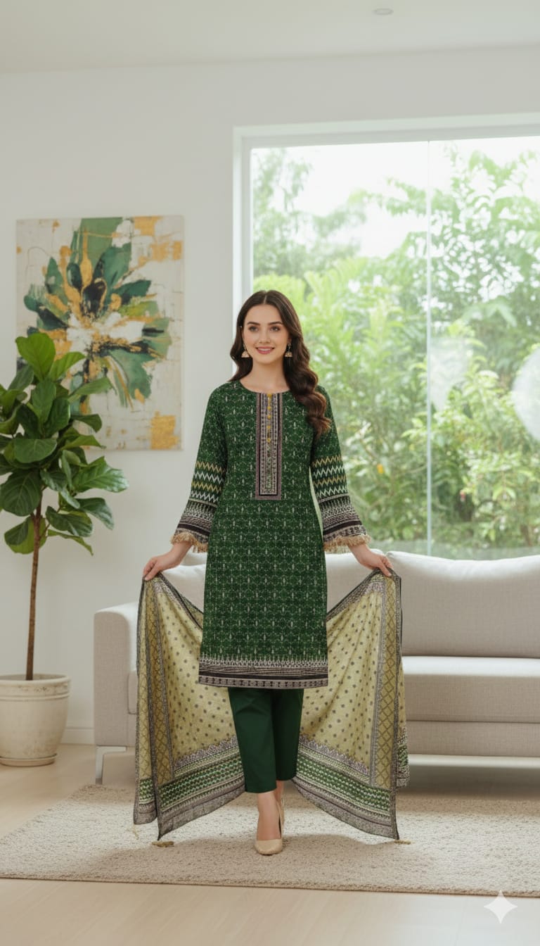 II-305 3PC Printed Lawn Suit for Ladies by Kamalia Khaddar – Unstitched Summer Collection II-305 - Image 1