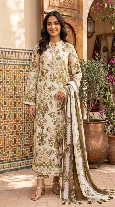 3PC Printed Lawn Suit for Ladies - Unstitched Summer Collection II-303 by Kamalia Khaddar