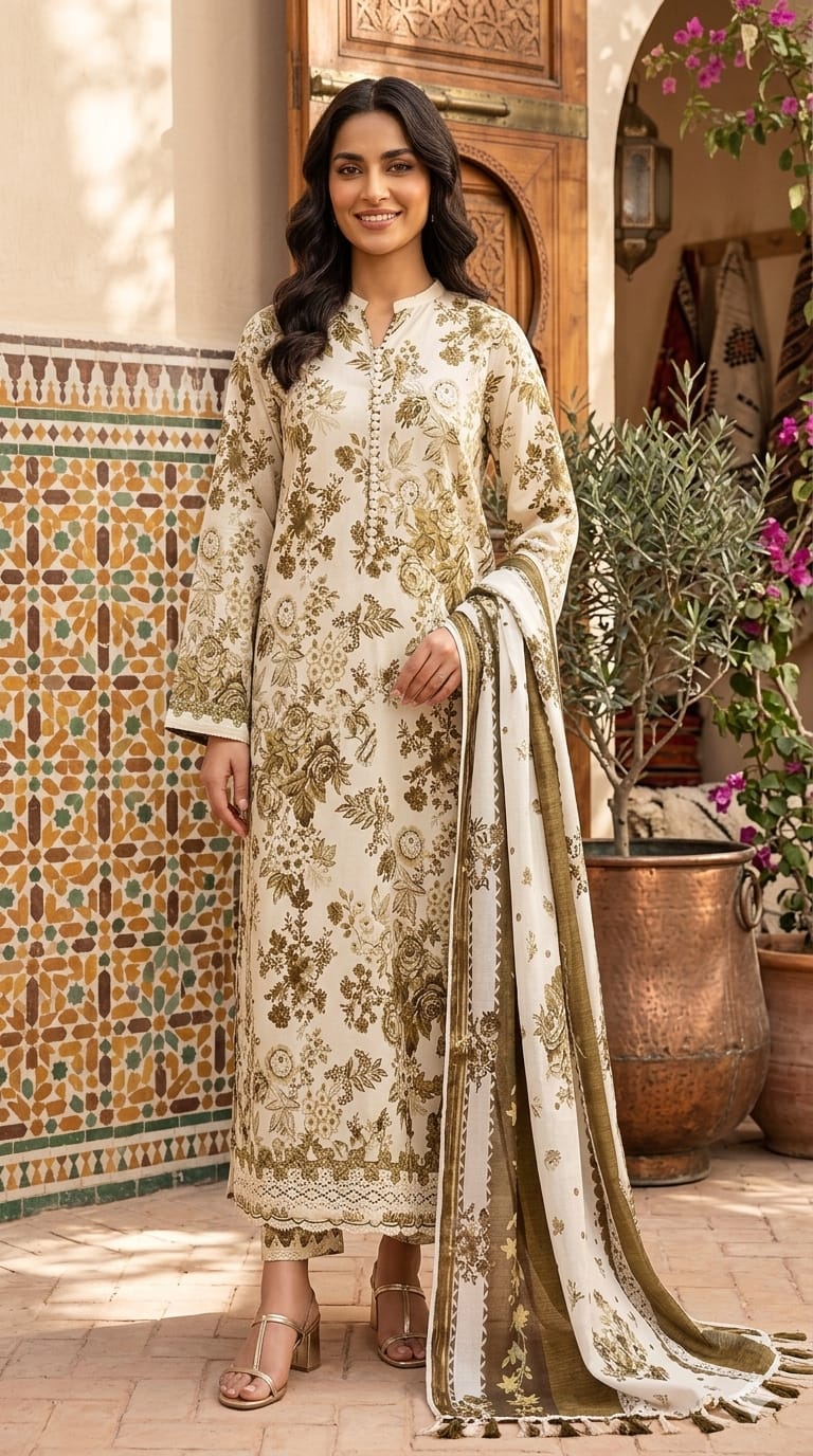II-303 3PC Printed Lawn Suit for Ladies by Kamalia Khaddar – Unstitched Summer Collection II-303 - Image 1