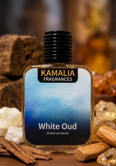White Oud Long Lasting Extrait de Parfum by Kamalia Fragrances - Luxury Glass Spray Bottle