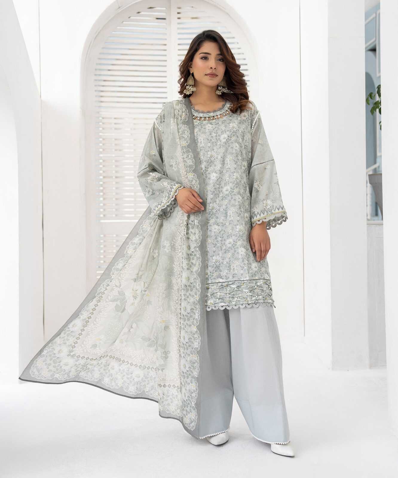 D#2211 3PC Printed Lawn Suit for Ladies – Unstitched Summer Collection D#2211 - Image 1