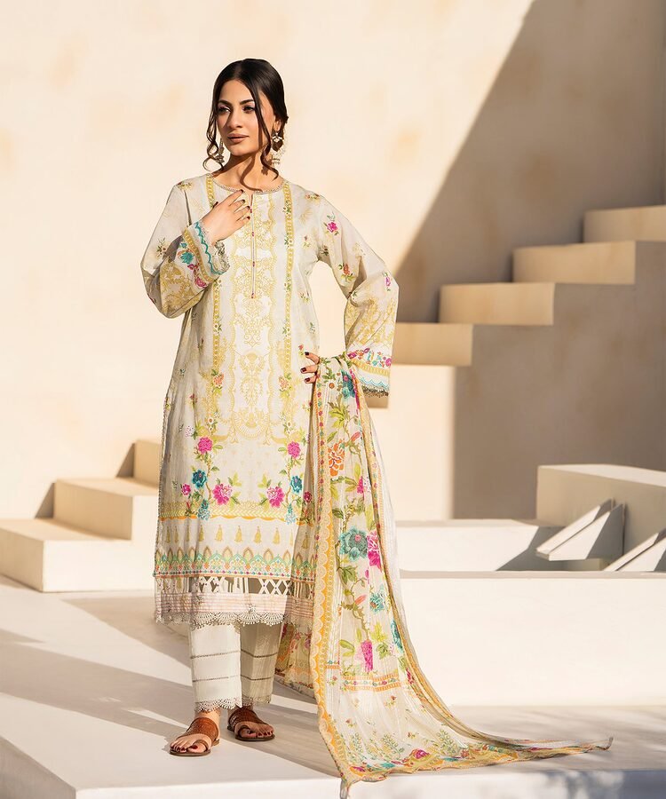 3PC Printed Lawn Suit for Ladies - Unstitched Summer Collection D#2225 by Kamalia Khaddar