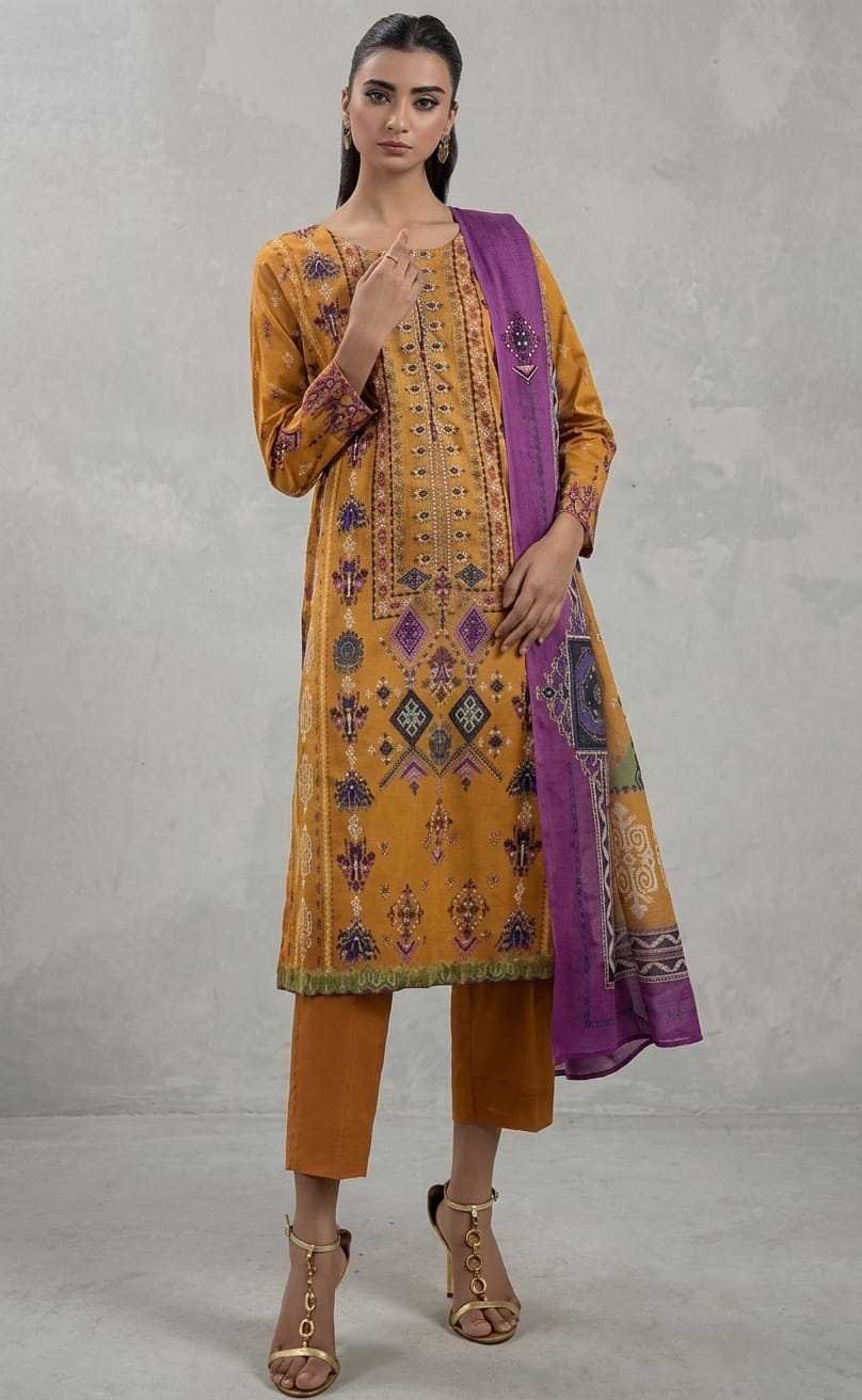 D#2244 3PC Printed Lawn Suit for Ladies – Unstitched Summer Collection D#2244 - Image 1