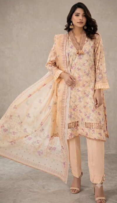 3PC Printed Lawn Suit for Ladies - Unstitched Summer Collection D#2217 by Kamalia Khaddar