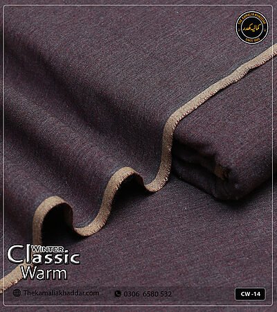 Original ClassicWarm Kamalia Khaddar unstitched suit from the winter collection showing rich texture and vibrant colors