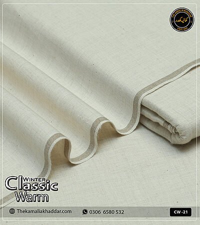 Original ClassicWarm Kamalia Khaddar unstitched suit from the winter collection showing rich texture and vibrant colors
