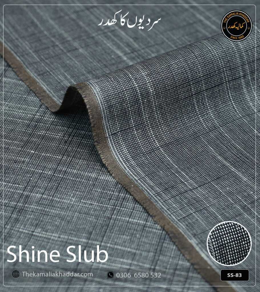 Shipment Tracking 10 Original SHINE SLUB Kamalia Khaddar unstitched winter suit showcasing unique textured shine and colors.
