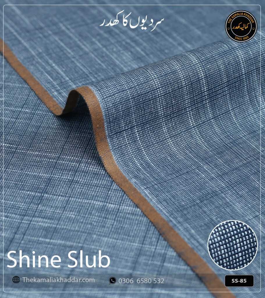 Shipment Tracking 8 Original SHINE SLUB Kamalia Khaddar unstitched winter suit showcasing unique textured shine and colors.