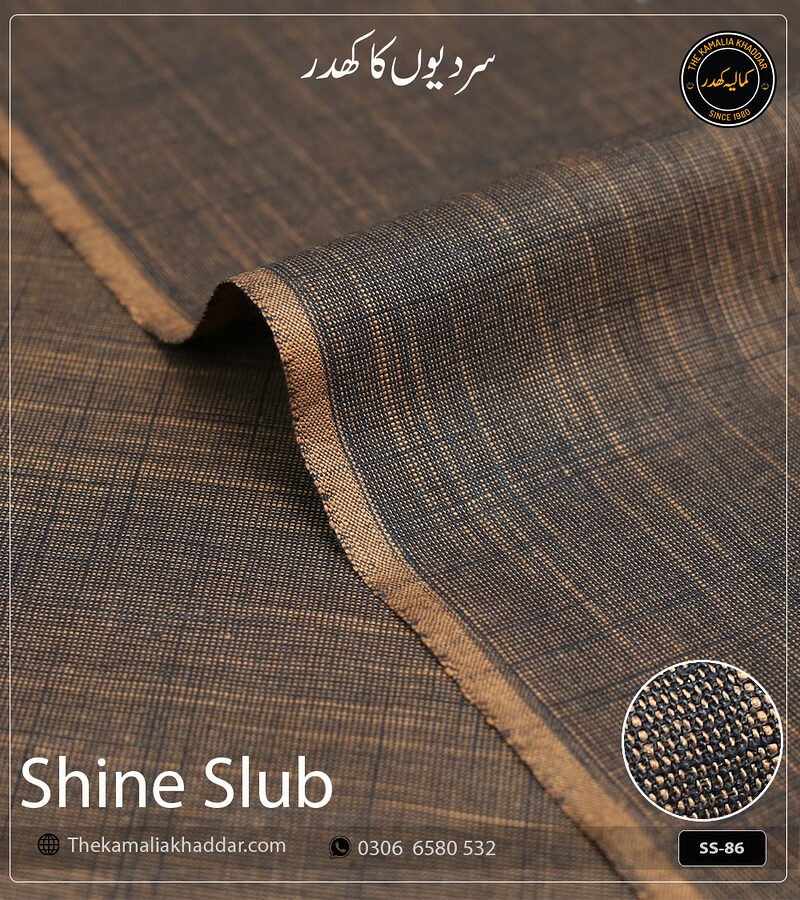 Shipment Tracking 25 Original SHINE SLUB Kamalia Khaddar unstitched winter suit showcasing unique textured shine and colors.