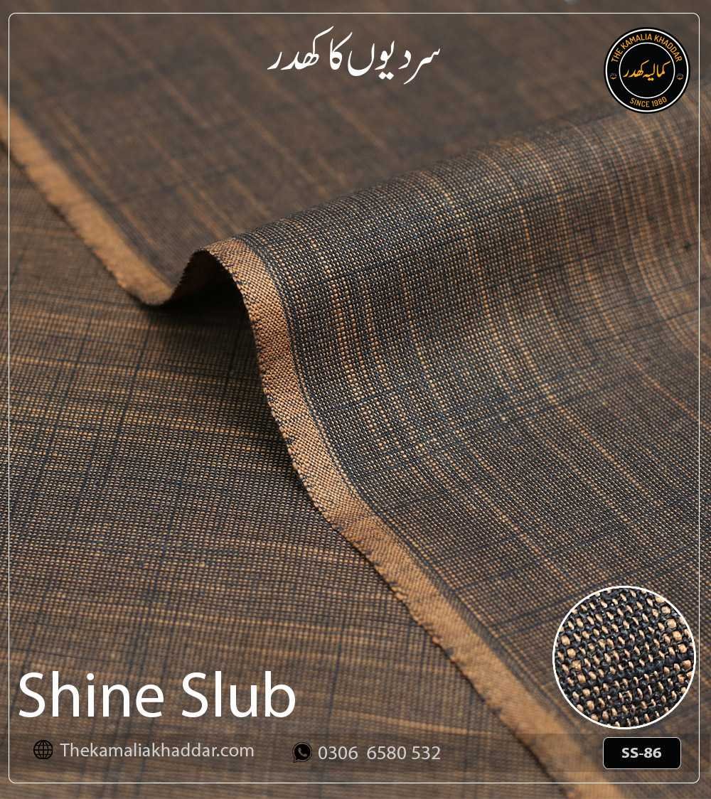 shine-slub-original-kamalia-khaddar-winter-collection-SS-86 Original SHINE SLUB Kamalia Khaddar unstitched winter suit showcasing unique textured shine and colors.