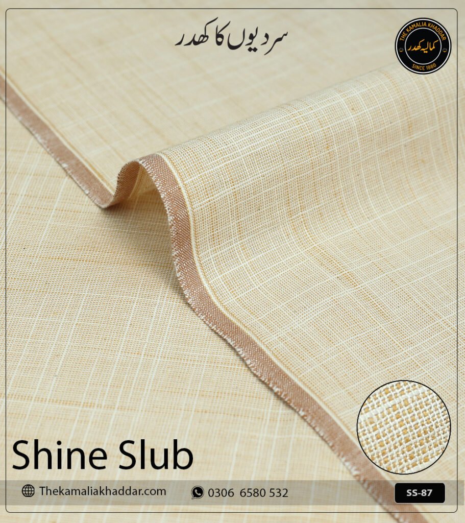 Shipment Tracking 6 Original SHINE SLUB Kamalia Khaddar unstitched winter suit showcasing unique textured shine and colors.