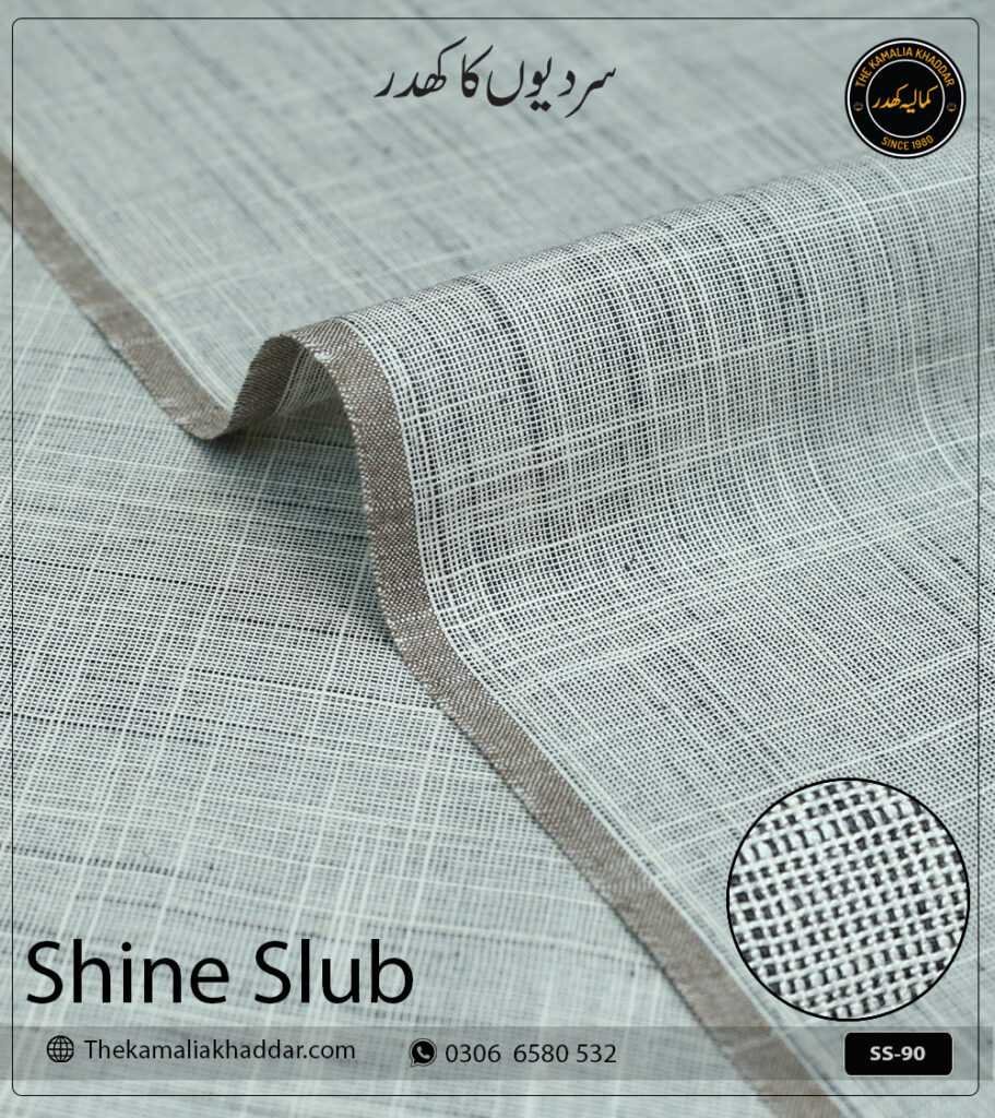Shipment Tracking 3 Original SHINE SLUB Kamalia Khaddar unstitched winter suit showcasing unique textured shine and colors.