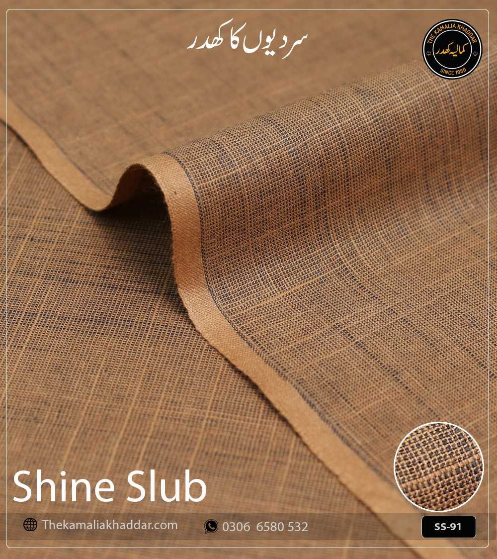 shine-slub-original-kamalia-khaddar-winter-collection-SS-91 Original SHINE SLUB Kamalia Khaddar unstitched winter suit showcasing unique textured shine and colors.