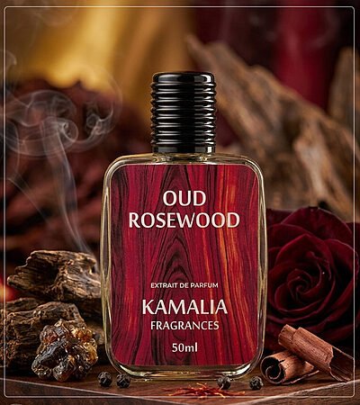 Oud Rosewood Perfume by Kamalia Fragrances - 50ml Long-Lasting EDP bottle