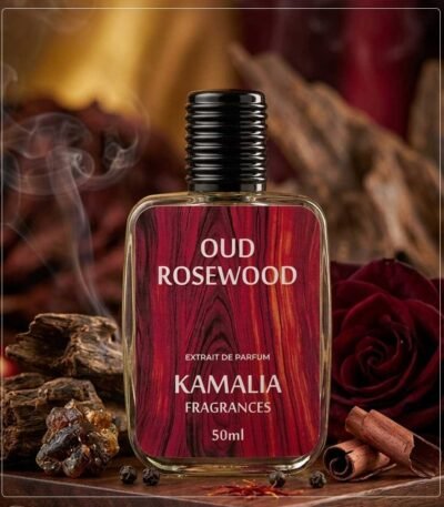 Oud Rosewood Perfume by Kamalia Fragrances - 50ml Long-Lasting EDP bottle