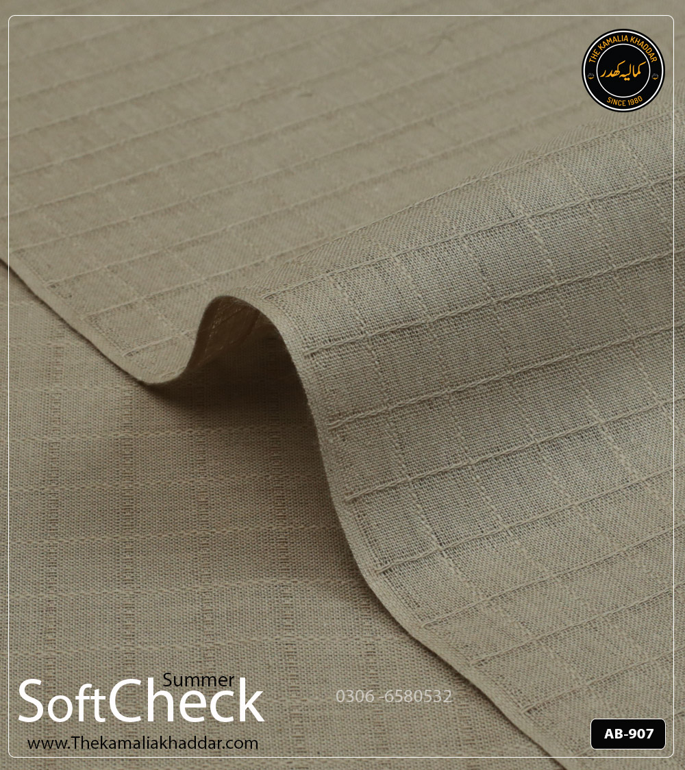 SOFT-CHECK-KAMALIA-KAMALIA-KHADDAR-SUMMER-COLLECTION-AB-907 Soft Check Kamalia Khaddar Summer Collection | AB-907 - Image 1